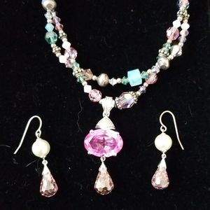 Tres Jolie double strand necklace and earring set